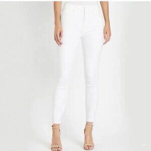 MOTHER High Waisted Looker Ankle Fray Jean in Fairest of Them All White 27